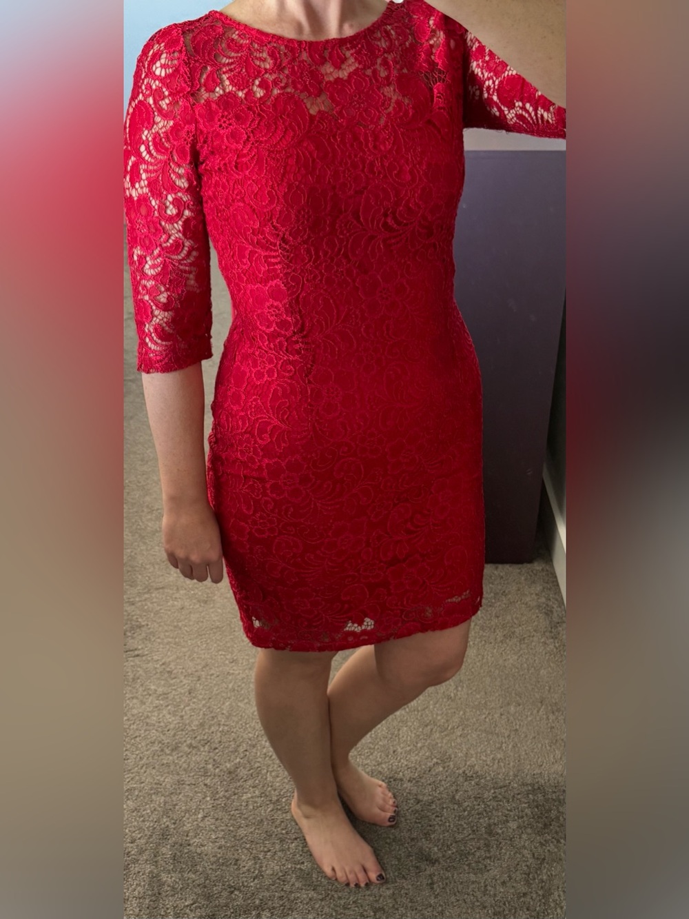Red lacy dress